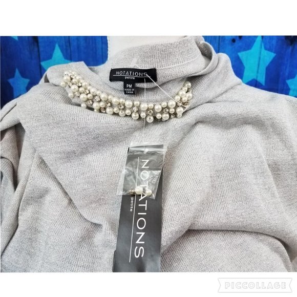 NOTATIONS Silver Metallic Pullover Sweater Blouse - Women's PM - Picture 11 of 11